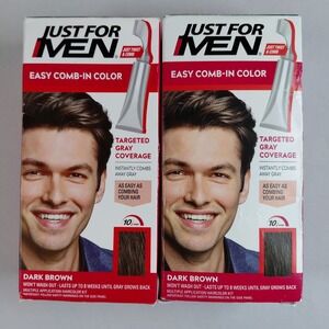(2) Just For Men Easy Comb In  No Mix Hair Dye Kit Color A-45 Dark Brown 2X Lot